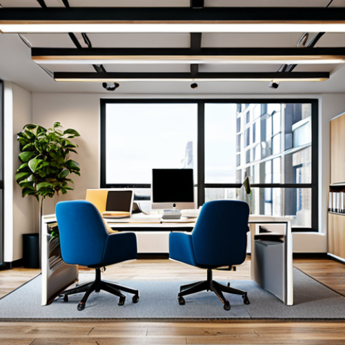 Home 10 Modern Office Interior Design**
"A professional interior designer, fully clothed in appropriate business attire, presenting a modern office design concept to a client in a brightly lit co-working space, safe for work, appropriate content, perfect anatomy, natural proportions, showcasing sustainable materials and ergonomic furniture, professional presentation, high quality, family-friendly."
**