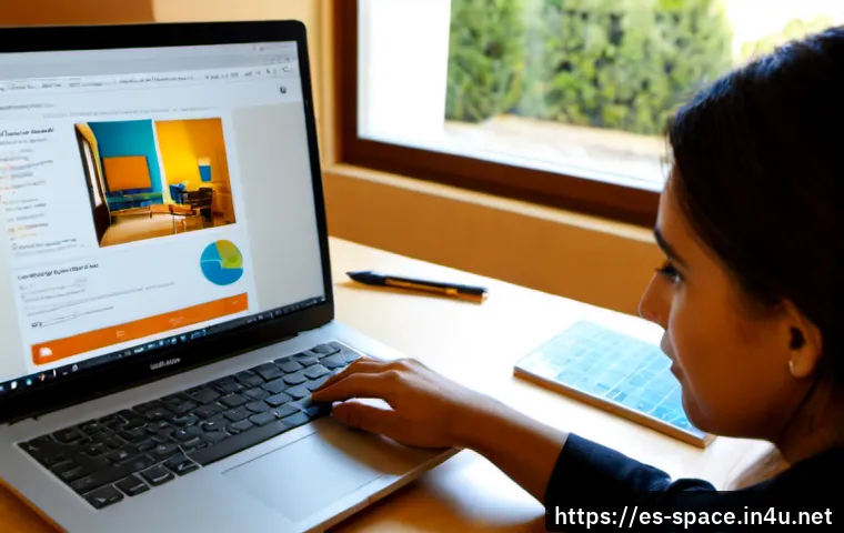 Home 17 공간디자인 온라인 강의 추천 - Photorealistic Spanish-speaking adult learner at a tidy home office desk, studying an online interio...